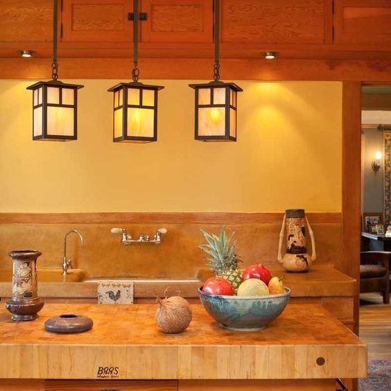 Simple pendant lighting for craftsman style kitchen