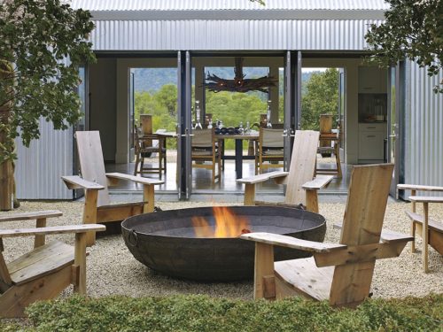 Rustic fire pit seating