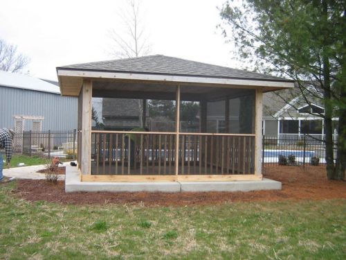 A Square Design Screened Gazebo