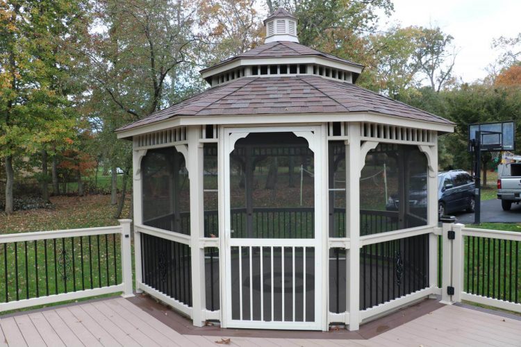 A covered gazebo was built on the deck