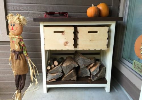 Combination Firewood Rack and Kindling Storage