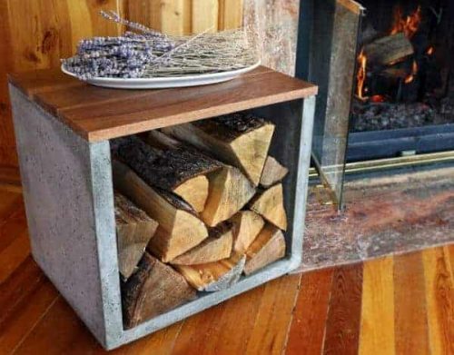 Concrete firewood holder