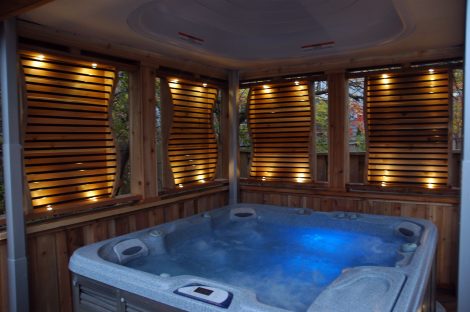 Friendly wooden hot tub enclosure