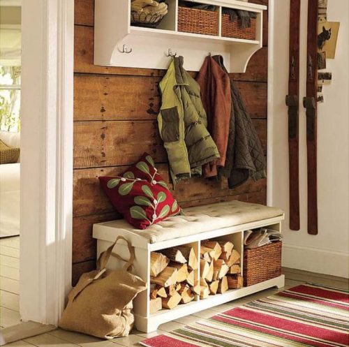 Indoor firewood bench storage