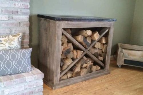 Interior firewood rack