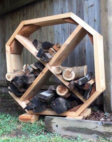 Modern Geometric Firewood Storage shelf