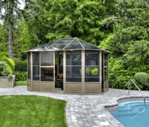 Poolside Screened Gazebo with Windows