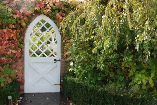 fall garden gate landscape