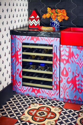 Cabinet bar ideas with removale wallpaper