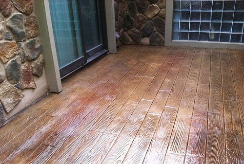 Wood Planked Stamped Concrete Patio