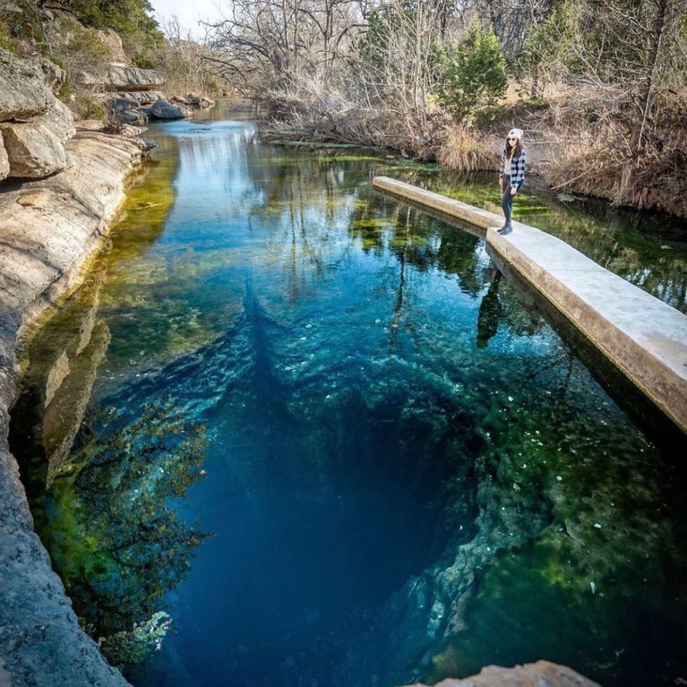 Hot Springs in Texas - Jacob's Well Natural Area top view